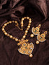 Antique Gold Plated Kundan studded Rajwadi Temple Pendant Jewellery Set