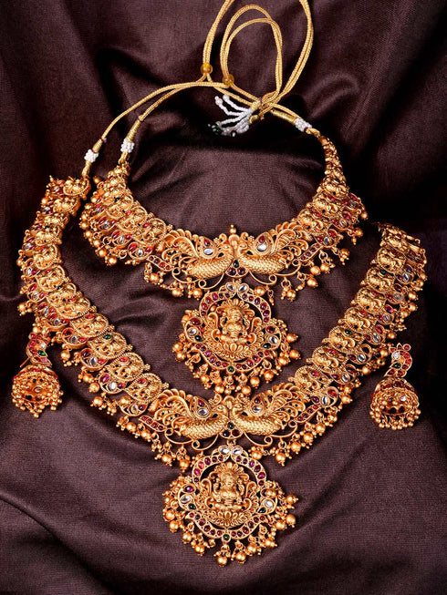 Gold Plated Gorgeous Saadhvi Combo Temple Jewellery Set