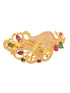 Gold Plated Red & Green Peacock Hair Claw Clip