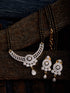 Gold Plated Black & White AD Studded & Beaded Mangalsutra Earrings