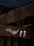 Gold Plated Black & White AD Studded & Beaded Mangalsutra Earrings