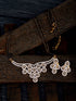 Gold Plated Black & White AD Studded & Beaded Mangalsutra Earrings