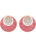 Beautiful Red Enamelled Studs Chandbali stylesmall earrings Blue diamond embellishments