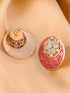 Beautiful Red Enamelled Studs Chandbali stylesmall earrings Blue diamond embellishments