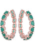 Emerald studded Hoops Rose Gold Plated Green Round Big Earrings