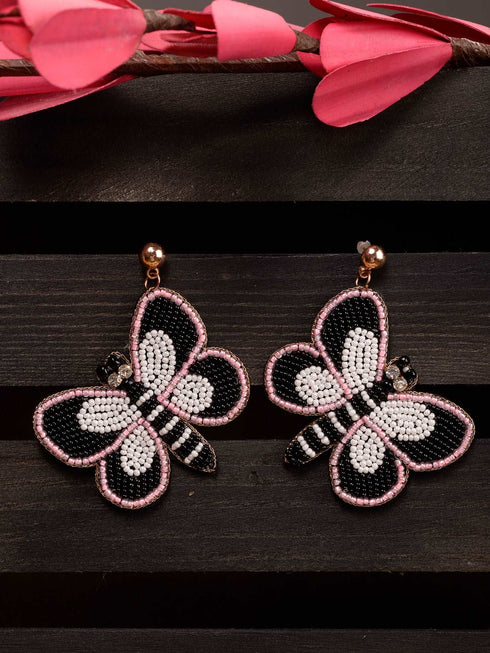 Black & Pink Contemporary Butterfly Earrings