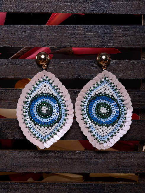 Blue & White Contemporary Dangler Earrings