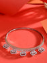 Silver Plated AD Studded Minimal Charms kada bracelet