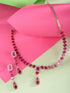 Rose Gold Toned Ruby Pink AD Studded Minimal Necklace Jewellery Set
