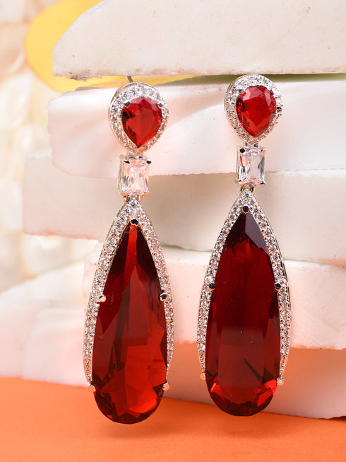 Red Contemporary Drop Earrings