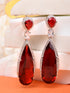 Red Contemporary Drop Earrings