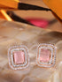 Women Pink Square Studs Earrings