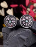 Oxidised Silver Plated Pink Mint Studds Earrings