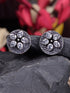 Oxidised Silver Toned White Stone Studds Earrings
