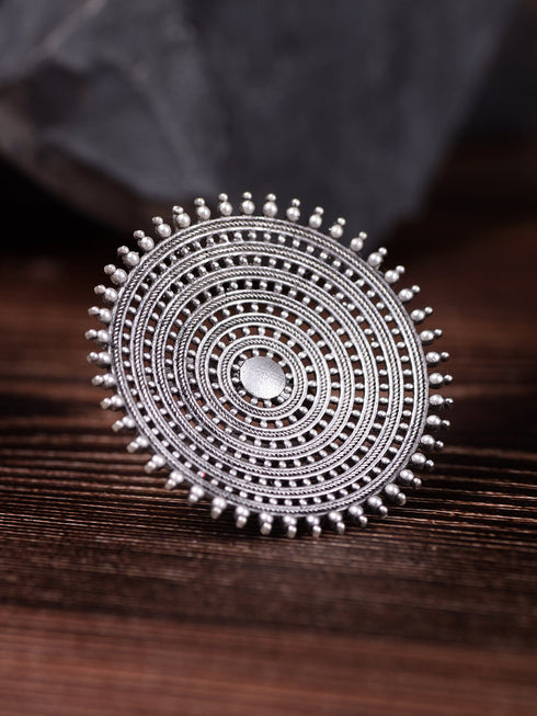Oxidised Siver Plated Cocktail Finger Ring