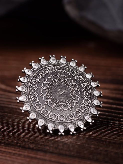 Oxidised Silver Plated filigree Finger Ring