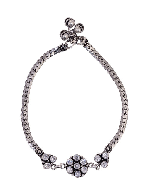 Set Of 2 Oxidised Silver Plated Payal Anklet