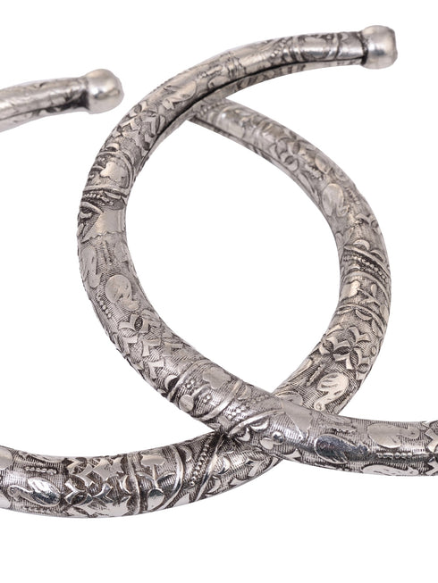 Set Of 2 Oxidised Silver Plated Payal Anklet