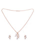 Rose Gold Plated White AD Studded Leaf Design Locket Jewellery Set