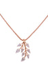 Rose Gold Plated White AD Studded Leaf Design Locket Jewellery Set
