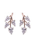 Rose Gold Plated White AD Studded Leaf Design Locket Jewellery Set