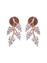 Rose Gold Plated White AD Studded Leaf Design Locket Jewellery Set