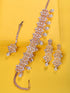 Rose Gold Toned White AD Studded & Pearl Beaded Choker Jewellery Set Mangtika