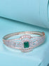 Rose Gold Toned Green AD Encrusted Statement Kada Bracelet