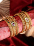 Set Of 6 Panchi Gold Plated Floral Panchi Kundan Studded Designer Bangles