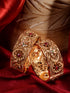 Set Of 2 Gold Plated Red Stone Studded Floral Openable Bangles