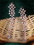 Rose Gold Plated White AD embellished Dropdown Dangler Earrings