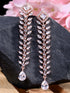 Rose Gold Plated White AD Encrusted Feather Design Earings