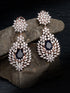 Rose Gold Plated Blue AD studded Drop Earrings