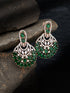 Rose Gold Plated Emerald AD studded Floral design Earrings