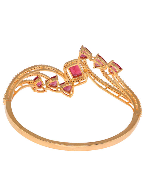 Gold plated Red AD studded handcrafted stylish Bracelet for Women & Girls