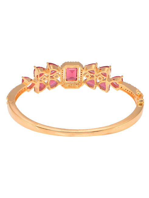 Gold plated Ruby AD studded handcrafted designer Bracelet for Women & Girls