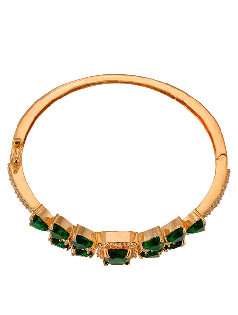 Gold plated Green AD studded handcrafted stylish Bracelet for Women & Girls
