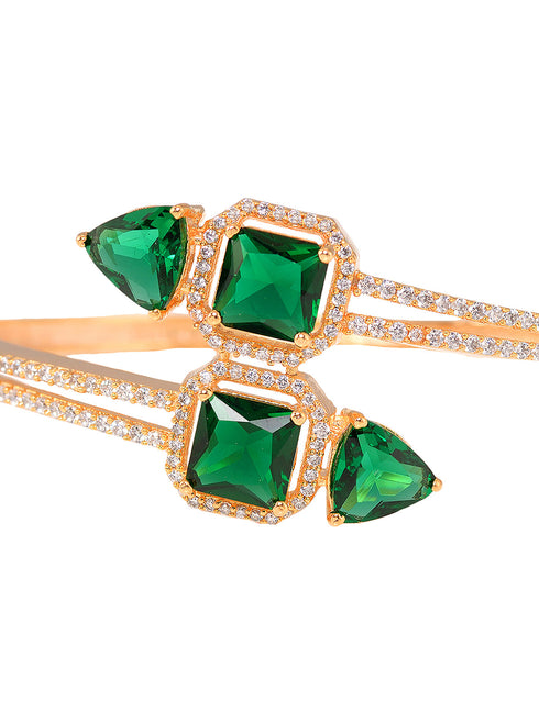 Gold plated Green AD studded handcrafted stylish Bracelet for Women & Girls