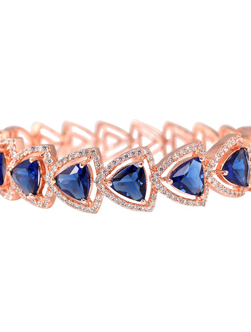 Rose Gold plated Blue AD designer Handcrafted Bracelet for Women & Girls