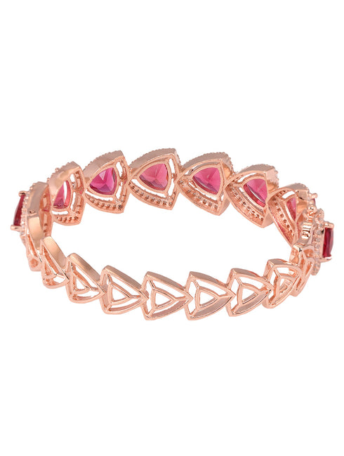 Rose Gold plated Ruby AD designer Handcrafted Bracelet for Women & Girls