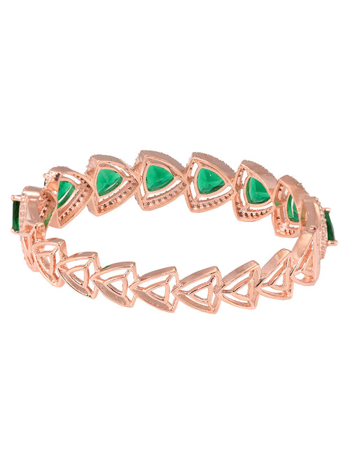 Rose Gold plated Green AD designer Handcrafted Bracelet for Women & Girls