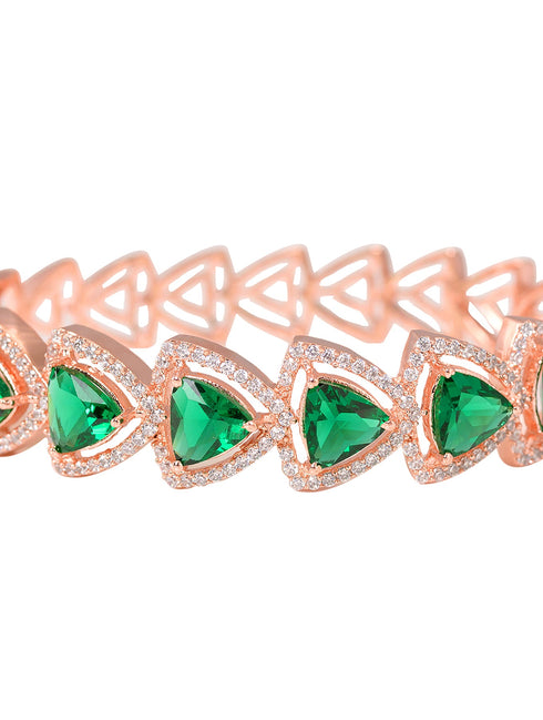 Rose Gold plated Green AD designer Handcrafted Bracelet for Women & Girls