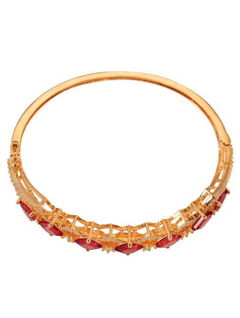 Gold plated Blue AD studded handcrafted stylish Bracelet for Women & Girls