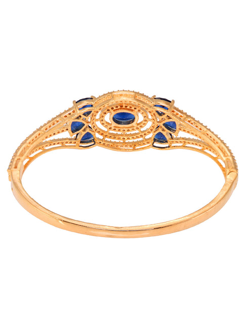 Gold plated Blue AD studded handcrafted designer Bracelet for Women & Girls
