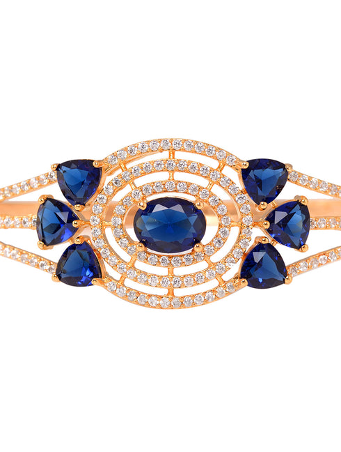 Gold plated Blue AD studded handcrafted designer Bracelet for Women & Girls