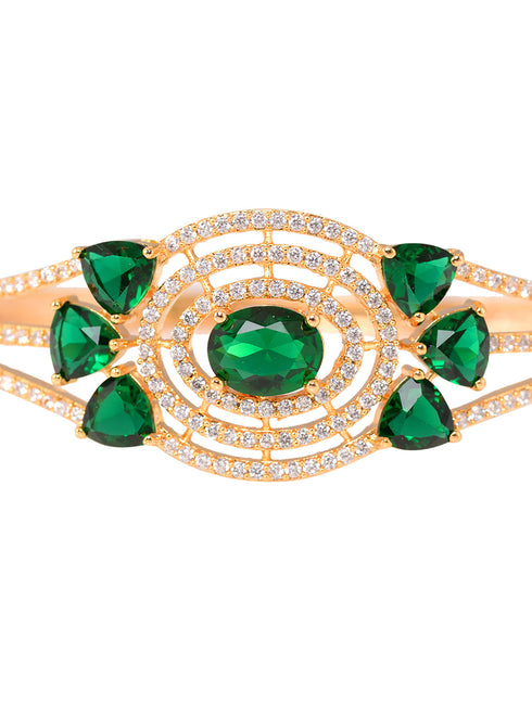 Gold plated Green AD studded handcrafted designer Bracelet for Women & Girls