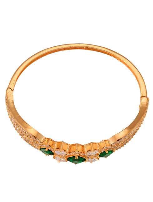 Gold plated Green AD studded handcrafted designer Bracelet for Women & Girls