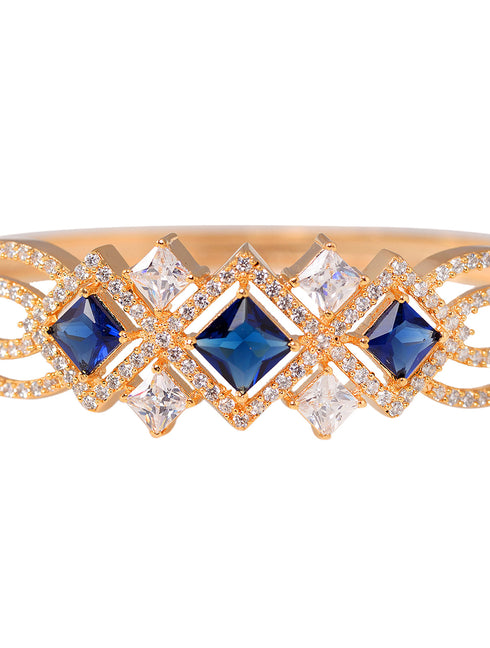 Gold plated Blue AD studded handcrafted stylish Bracelet for Women & Girls