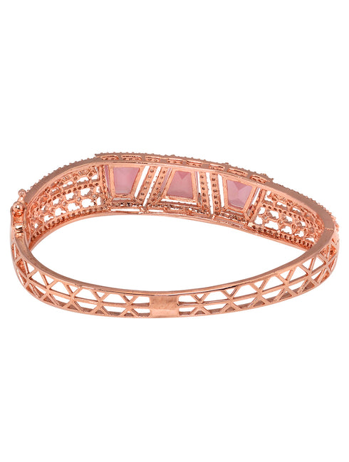Rose Gold plated Pink AD Handcrafted Bracelet for Women & Girls