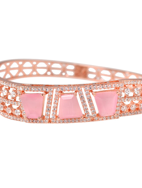 Rose Gold plated Pink AD Handcrafted Bracelet for Women & Girls